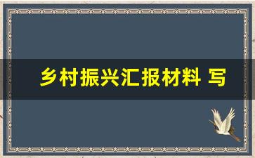 乡村振兴汇报材料 写作方法